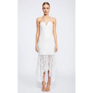 Shona Joy lace bustier Hand Kerchief midi ivory dress